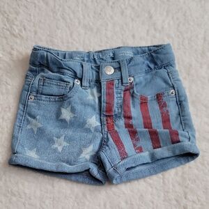 Cat & Jack XS 4/5 Denim Jean Shorts With Stars and Stripes
